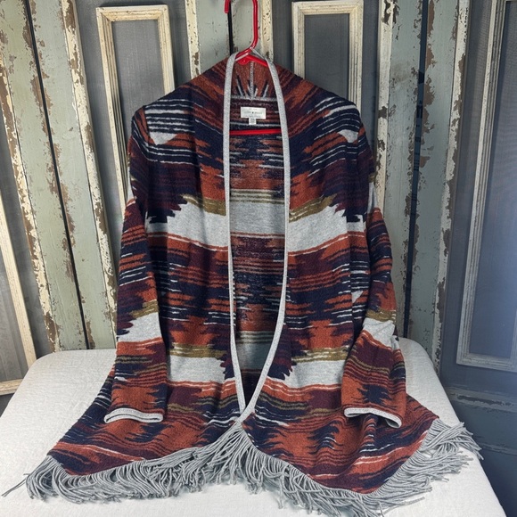 Lucky Brand Sweaters - Lucky Brand Multicolor Patterned Fringe Cardigan